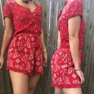 Hollister Red Bandana Romper